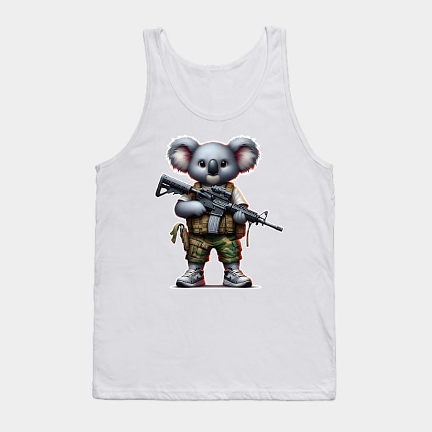 Tactical Koala Tank Top by Rawlifegraphic